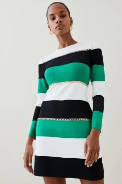 Best deal 🔔 Karen Millen Bandage Knit Stripe Chain Detail Mini 👗 Dress 🎁 9 Best deal 🔔 Karen Millen Bandage Knit Stripe Chain Detail Mini 👗 Dress 🎁 -Occasionwear Popular Store akk06626 green xl 1