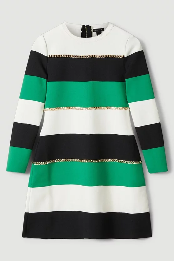 Best deal 🔔 Karen Millen Bandage Knit Stripe Chain Detail Mini 👗 Dress 🎁 6 Best deal 🔔 Karen Millen Bandage Knit Stripe Chain Detail Mini 👗 Dress 🎁 - Image 4