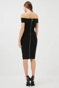 Flash Sale 😉 Karen Millen Bandage Knit Bardot 👗 Dress In Recycled Yarn ✔️ -Occasionwear Popular Store akk06629 black xl 2