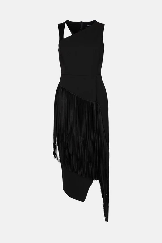 Top 10 ๐ Karen Millen Tailored Fringe Detail Pencil Midi ๐ Dress - black ๐ 6 Top 10 ๐ Karen Millen Tailored Fringe Detail Pencil Midi ๐ Dress - black ๐ - Image 4