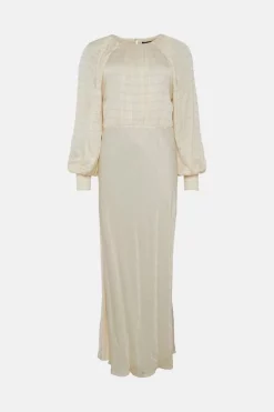 New 🤩 Karen Millen 🔨 Hammered Satin Tie Woven Maxi - champagne ⭐ -Occasionwear Popular Store akk06992 champagne xl 3