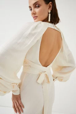 Buy 🛒 Karen Millen Petite 🔨 Hammered Satin Woven Maxi - champagne 😉