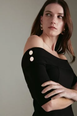 Outlet 🧨 Karen Millen Ponte Rivet Detail Jersey Skater Mini 👗 Dress ✨ -Occasionwear Popular Store akk07011 black xl 1