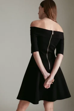 Outlet 🧨 Karen Millen Ponte Rivet Detail Jersey Skater Mini 👗 Dress ✨ -Occasionwear Popular Store akk07011 black xl 2