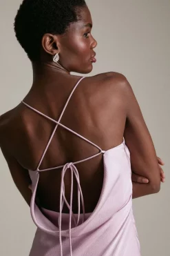 Best Pirce 🥰 Karen Millen Satin Ruched Side Midaxi Slip 👗 Dress - mauve ⭐ -Occasionwear Popular Store akk07032 mauve xl 1