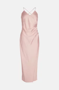 Best Pirce 🥰 Karen Millen Satin Ruched Side Midaxi Slip 👗 Dress - mauve ⭐ -Occasionwear Popular Store akk07032 mauve xl 3