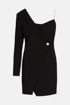 Hot Sale 😀 Karen Millen Compact Stretch Viscose Wrap Tux Mini 👗 Dress 🛒 -Occasionwear Popular Store akk07047 black xl 3