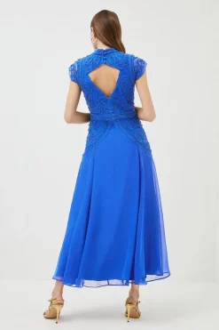 Promo ✨ Karen Millen Cornelli Embellished Cap Sleeve Woven Maxi - cobalt ❤️ -Occasionwear Popular Store akk07062 cobalt xl 2