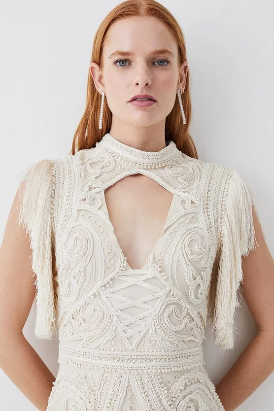 Best Pirce ๐ Karen Millen Cornelli Embellished Fringed Woven ๐ Dress โ๏ธ 4 Best Pirce ๐ Karen Millen Cornelli Embellished Fringed Woven ๐ Dress โ๏ธ - Image 2