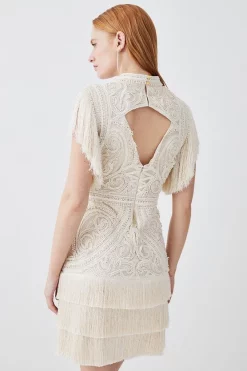 Best Pirce ๐ Karen Millen Cornelli Embellished Fringed Woven ๐ Dress โ๏ธ 11 Best Pirce ๐ Karen Millen Cornelli Embellished Fringed Woven ๐ Dress โ๏ธ -Occasionwear Popular Store akk07064 ivory xl 2