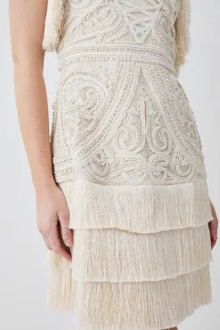 Best Pirce ๐ Karen Millen Cornelli Embellished Fringed Woven ๐ Dress โ๏ธ 13 Best Pirce ๐ Karen Millen Cornelli Embellished Fringed Woven ๐ Dress โ๏ธ -Occasionwear Popular Store akk07064 ivory xl 4