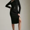 Brand new ⭐ Karen Millen Compact Stretch Viscose X Trim Pencil Midi 👗 Dress 🥰 -Occasionwear Popular Store akk07129 black xl