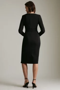 Brand new ⭐ Karen Millen Compact Stretch Viscose X Trim Pencil Midi 👗 Dress 🥰 -Occasionwear Popular Store akk07129 black xl 2