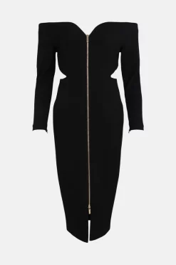 Cheapest 💯 Karen Millen Structured Crepe Zip Forever Bardot Midi 👗 Dress - black 💯 10 Cheapest 💯 Karen Millen Structured Crepe Zip Forever Bardot Midi 👗 Dress - black 💯 -Occasionwear Popular Store akk07143 black xl 3