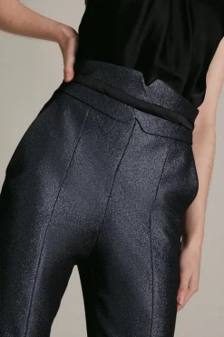 Coupon 🎁 Karen Millen Stretch Metallic Tailored Slim Leg Trousers ✔️ -Occasionwear Popular Store akk07147 blue xl 2