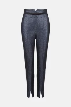 Coupon 🎁 Karen Millen Stretch Metallic Tailored Slim Leg Trousers ✔️ -Occasionwear Popular Store akk07147 blue xl 4
