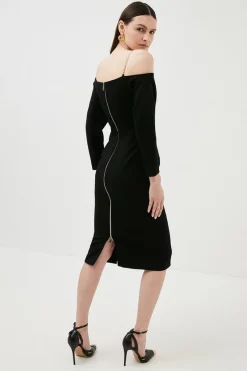 New ✨ Karen Millen Structured Crepe Forever Bardot Sleeved Midi 👗 Dress - black ✔️ 9 New ✨ Karen Millen Structured Crepe Forever Bardot Sleeved Midi 👗 Dress - black ✔️ -Occasionwear Popular Store akk07150 black xl 2