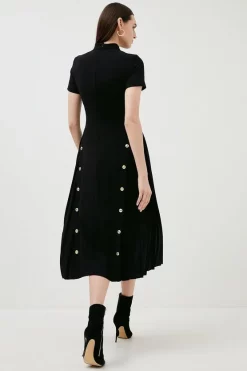 Best Sale 😉 Karen Millen Tailored Military Pleated Panel Midi 👗 Dress ⌛ -Occasionwear Popular Store akk07177 black xl 2