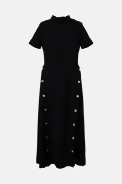 Best Sale 😉 Karen Millen Tailored Military Pleated Panel Midi 👗 Dress ⌛ -Occasionwear Popular Store akk07177 black xl 3