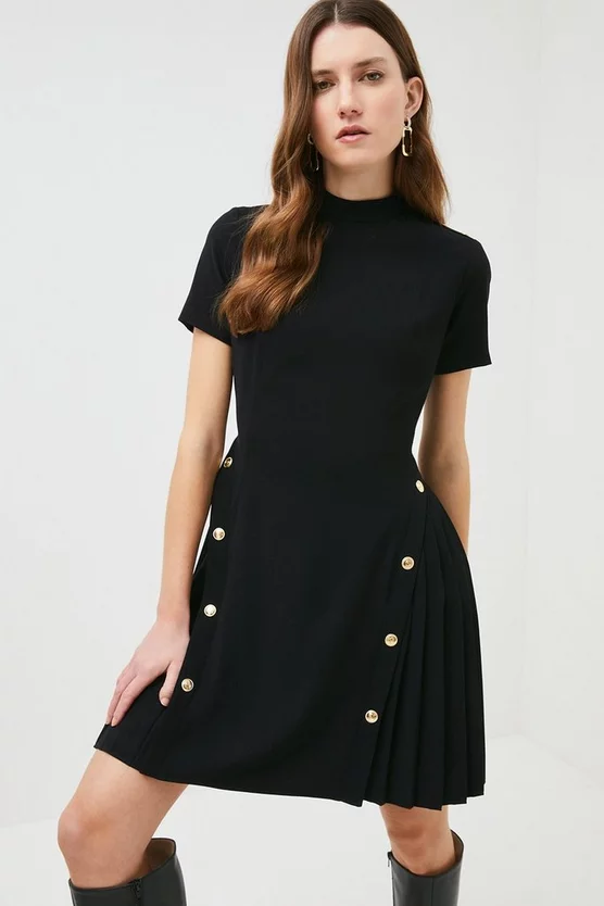 Hot Sale โญ Karen Millen Tailored Military Pleated Panel Short Mini ๐ Dress ๐ 3 Hot Sale โญ Karen Millen Tailored Military Pleated Panel Short Mini ๐ Dress ๐