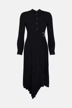 Hot Sale 👏 Karen Millen Soft Tailored Midi Long Sleeve 👕 Shirt 👗 Dress - black ⌛ -Occasionwear Popular Store akk07375 black xl 3