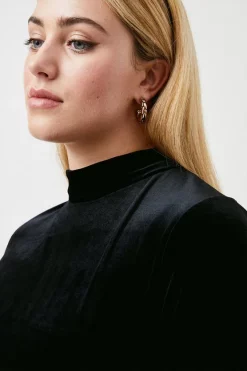 Cheap 😍 Karen Millen Stretch Plus Size Velvet Polo Jersey Top 😍