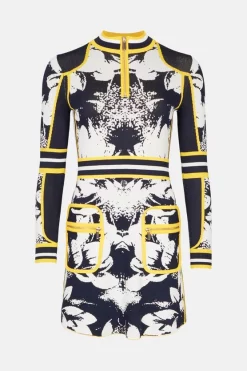 Best Sale 😉 Karen Millen Abstract Floral Jacquard Knit 👗 Dress 🔥 -Occasionwear Popular Store akk07458 navy xl 3