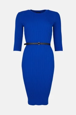 Best Pirce 👏 Karen Millen Rib Knit Pencil 👗 Dress 👏 -Occasionwear Popular Store akk07525 cobalt xl 3