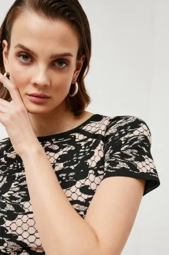 New 😀 Karen Millen Lace Jacquard Bandage Knit 👗 Dress 😀 -Occasionwear Popular Store akk07549 blush xl 2