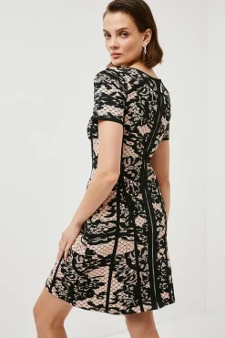 New 😀 Karen Millen Lace Jacquard Bandage Knit 👗 Dress 😀 -Occasionwear Popular Store akk07549 blush xl 4