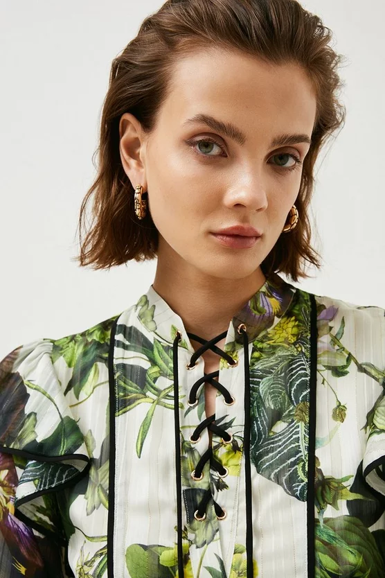 Best deal ๐ฅฐ Karen Millen Botanical Floral Woven Lace Up Tunic โญ 4 Best deal ๐ฅฐ Karen Millen Botanical Floral Woven Lace Up Tunic โญ - Image 2