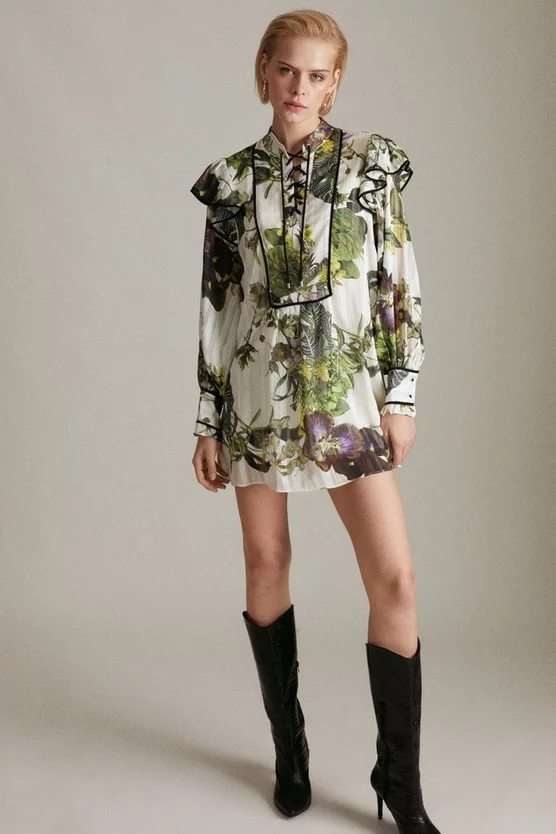 Best deal ๐ฅฐ Karen Millen Botanical Floral Woven Lace Up Tunic โญ 6 Best deal ๐ฅฐ Karen Millen Botanical Floral Woven Lace Up Tunic โญ - Image 4