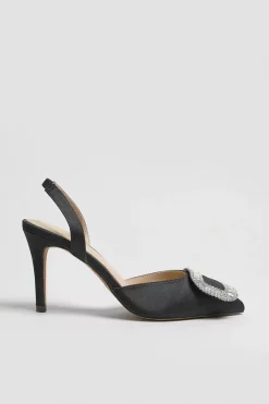 Flash Sale 👍 Karen Millen Diamante Satin Sling Back 👍 -Occasionwear Popular Store akk07597 black xl 2