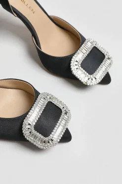 Flash Sale 👍 Karen Millen Diamante Satin Sling Back 👍 -Occasionwear Popular Store akk07597 black xl 3