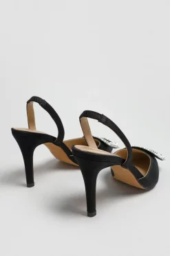 Flash Sale 👍 Karen Millen Diamante Satin Sling Back 👍 -Occasionwear Popular Store akk07597 black xl 4