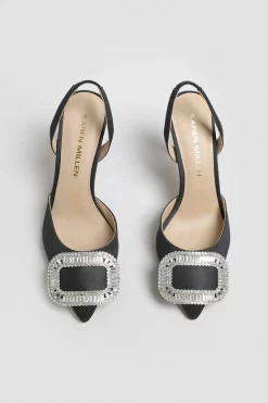 Flash Sale 👍 Karen Millen Diamante Satin Sling Back 👍 -Occasionwear Popular Store akk07597 black xl 5