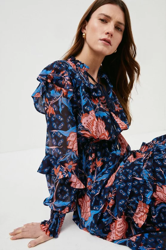 Discount ๐ Karen Millen Geo Floral Shirred Woven Maxi ๐ 5 Discount ๐ Karen Millen Geo Floral Shirred Woven Maxi ๐ - Image 3