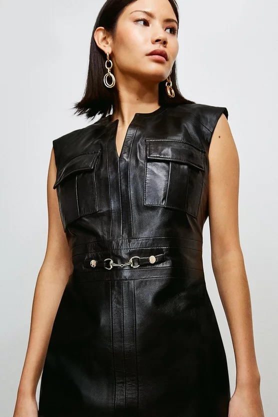 Cheapest π Karen Millen Leather Snaffle Trim Pocket Midi π Dress π 4 Cheapest π Karen Millen Leather Snaffle Trim Pocket Midi π Dress π - Image 2