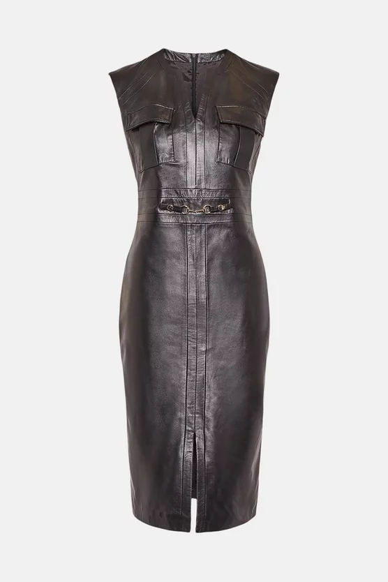 Cheapest π Karen Millen Leather Snaffle Trim Pocket Midi π Dress π 6 Cheapest π Karen Millen Leather Snaffle Trim Pocket Midi π Dress π - Image 4