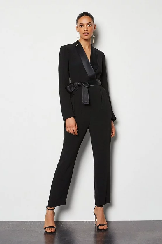 Brand new ✔️ Karen Millen Tuxedo Belted Wrap Jumpsuit ✔️ 3 Brand new ✔️ Karen Millen Tuxedo Belted Wrap Jumpsuit ✔️