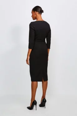 Cheap 👍 Karen Millen Forever Bar Belt Midi 👗 Dress 😉 -Occasionwear Popular Store akk94299 black xl 2