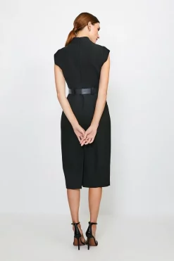 Hot Sale ✨ Karen Millen Forever Cap Sleeve Belted Midi 👗 Dress 😀 7 Hot Sale ✨ Karen Millen Forever Cap Sleeve Belted Midi 👗 Dress 😀 -Occasionwear Popular Store akk94300 black xl 2