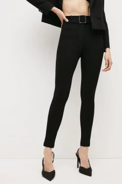 Hot Sale 🔥 Karen Millen Ponte Belted High Waist Skinny Trousers - black 🤩 -Occasionwear Popular Store akk94305 black xl 1