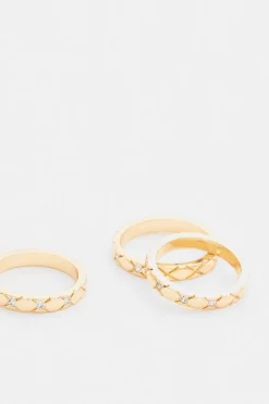 Cheapest 😀 Karen Millen Gold Plated 3 Pack Chunky Rings 😍 -Occasionwear Popular Store akk95841 gold xl 3