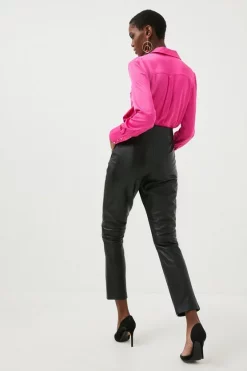 Flash Sale ✨ Karen Millen Leather Button Detail Trouser 🔔 -Occasionwear Popular Store akk97851 black xl 2 1