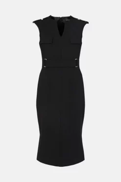 Budget 🤩 Karen Millen Square D Ring Pencil Midi 👗 Dress 😀 -Occasionwear Popular Store akk97968 black xl 3