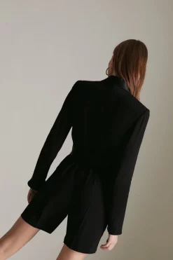 Deals 😍 Karen Millen Tuxedo Wrap Playsuit ⭐ -Occasionwear Popular Store akk98115 black xl 2 1