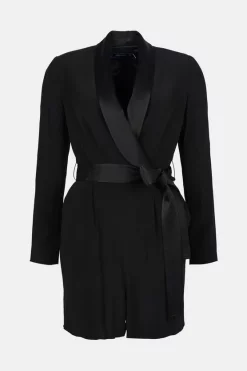 Deals 😍 Karen Millen Tuxedo Wrap Playsuit ⭐ -Occasionwear Popular Store akk98115 black xl 3 1