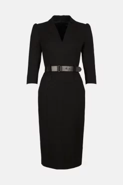 Cheap 🎁 Karen Millen Forever Belted Midi Pencil 👗 Dress 🎉 -Occasionwear Popular Store akk98379 black xl 3