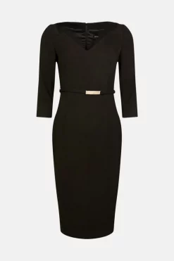 Promo 🌟 Karen Millen Forever Bar Belt Midi 👗 Dress 🔥 -Occasionwear Popular Store akk98380 black xl 3 1